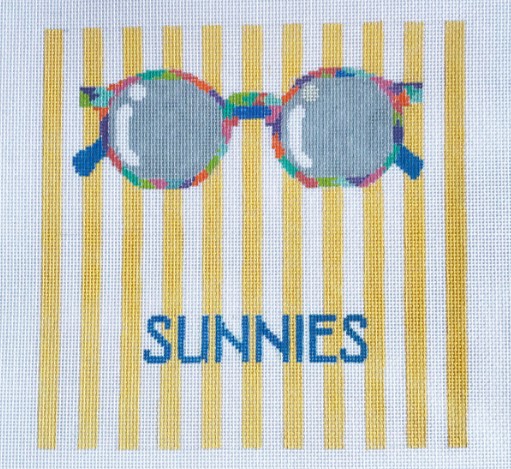 click here to view larger image of Yellow Stripe Sunglass Case (hand painted canvases)