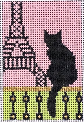 click here to view larger image of Paris Cat Luggage Tag (hand painted canvases)