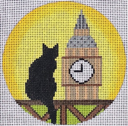 click here to view larger image of London Cat Travel Round (hand painted canvases)