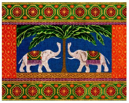 click here to view larger image of Elephants and Palm Tree (hand painted canvases)