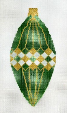 click here to view larger image of Green/Gold Ornament (hand painted canvases)