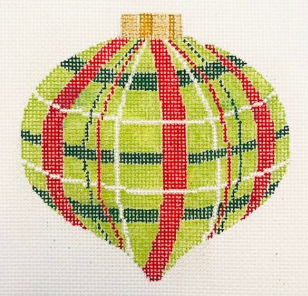 click here to view larger image of Green/Red Plaid Ornament (hand painted canvases)