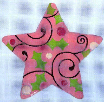 click here to view larger image of Pink Curl Star (hand painted canvases)