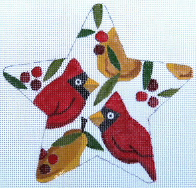 click here to view larger image of Cardinal/Pears Star (hand painted canvases)