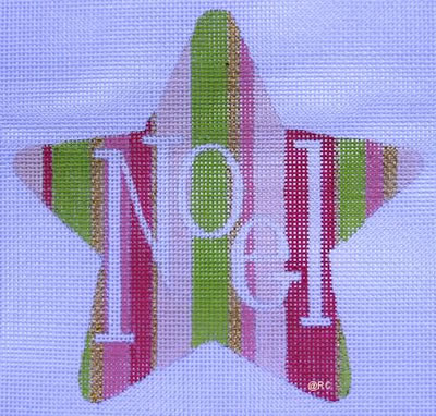 click here to view larger image of Pink/Green Noel Star (hand painted canvases)