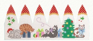 click here to view larger image of Carousel - Cats at Christmas (hand painted canvases)