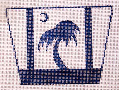 click here to view larger image of Mini Tote Bag - Blue Palm Tree  (hand painted canvases)