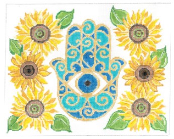 click here to view larger image of Hamsa and Sunflowers (hand painted canvases)