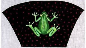 click here to view larger image of Fan Clutch - Frog on Polka Dots w/Black Bkg (hand painted canvases)