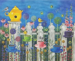 click here to view larger image of Garden Tea Party (hand painted canvases)