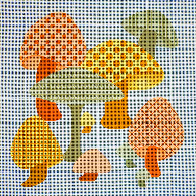 click here to view larger image of Patterned Mushrooms (hand painted canvases)