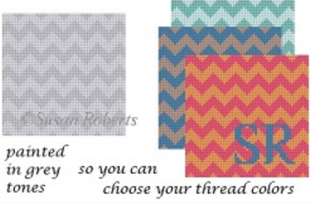 click here to view larger image of Zig Zag 2 Colors - Grey (hand painted canvases)