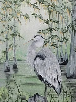 click here to view larger image of Heron in the Bayou (hand painted canvases)