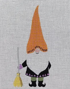 click here to view larger image of Halloween Gnome/Broom (hand painted canvases)