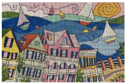 click here to view larger image of On the Harbor (hand painted canvases)