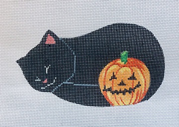 click here to view larger image of Pumpkin and Black Cat (hand painted canvases)