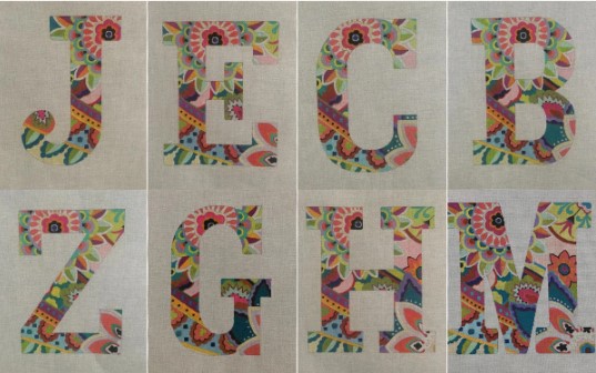 click here to view larger image of Alphabet 1500 Floral Series 12in - 13M (hand painted canvases)