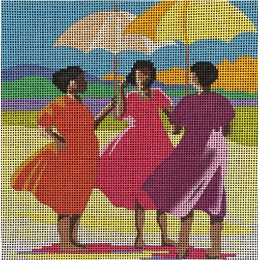 click here to view larger image of Ladies Under Umbrellas (hand painted canvases)