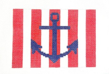 click here to view larger image of Patriotic Striped Anchor - Navy (hand painted canvases)