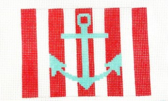 click here to view larger image of Patriotic Striped Anchor - Teal (hand painted canvases)