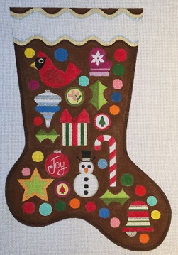 click here to view larger image of Gingerbread Stocking 2 - 13M (hand painted canvases)
