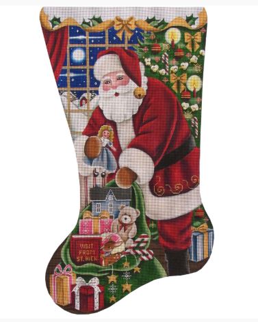 click here to view larger image of Girls Christmas Stocking - 13M (hand painted canvases)