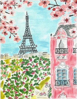 click here to view larger image of Paris Eiffel Tower w/Cherry Blossoms  (hand painted canvases 2)
