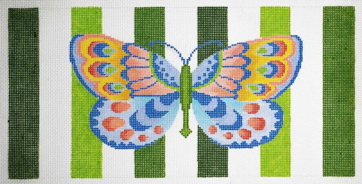 click here to view larger image of Butterfly w/Stripes (hand painted canvases)