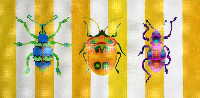 click here to view larger image of 3 Bugs w/Stripes (hand painted canvases)