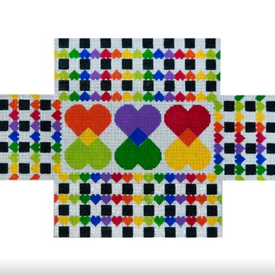 click here to view larger image of Check Out My Rainbow Hearts Brick Cover (hand painted canvases)