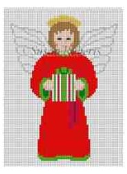 click here to view larger image of Boy Angel w/Present Red (hand painted canvases)