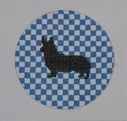 click here to view larger image of Corgi on Blue (hand painted canvases)