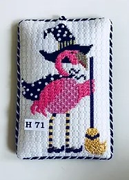 click here to view larger image of Flamingo Witch ! (hand painted canvases)