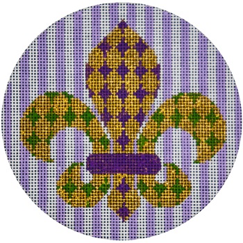 click here to view larger image of Purple/Green/Gold Fleur de Lis (hand painted canvases)