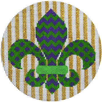 click here to view larger image of Purple/Green Fleur de Lis (hand painted canvases)