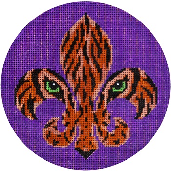 click here to view larger image of Tiger Fleur de Lis (hand painted canvases)