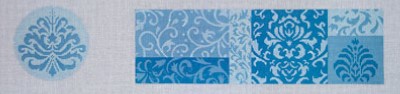 click here to view larger image of Blue Damask Patchwork Treasure Box (hand painted canvases)