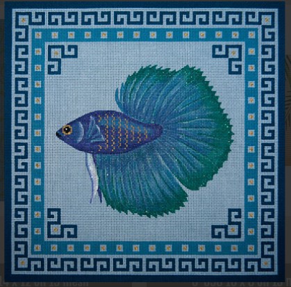 click here to view larger image of Turquoise/Blue Fighting Fish (hand painted canvases)