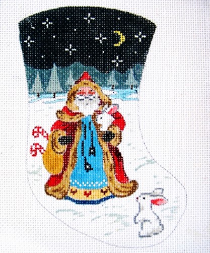 click here to view larger image of Father Christmas/Bunny/Fir Tree Mini Stocking (hand painted canvases)