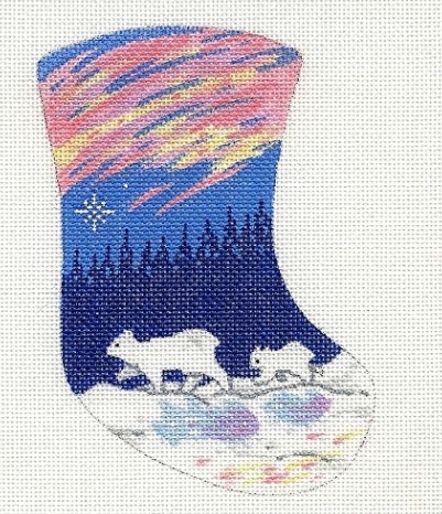 click here to view larger image of Polar Bear Mother/Cub Mini Stocking (hand painted canvases)
