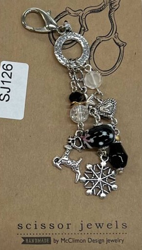 click here to view larger image of Scissor Jewels - Black Snowman and Christmas (accessories)