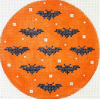 click here to view larger image of Sparkly Bats on Orange (hand painted canvases 2)