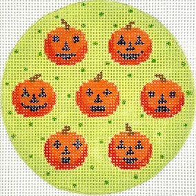 click here to view larger image of Jack O Lanterns on Soft Green (hand painted canvases 2)