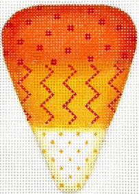 click here to view larger image of Candy Corn Kernel w/Dots and Zigzags (hand painted canvases 2)