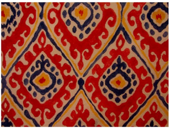 click here to view larger image of Ikat Quat/Red/Yellow/Blue (hand painted canvases)