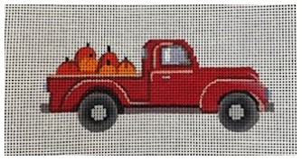 click here to view larger image of Red Truck w/Pumpkins (hand painted canvases)
