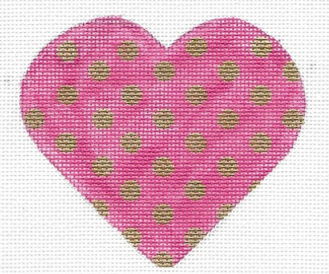 click here to view larger image of Heart - Gold Dots on Pink Valentine (hand painted canvases)