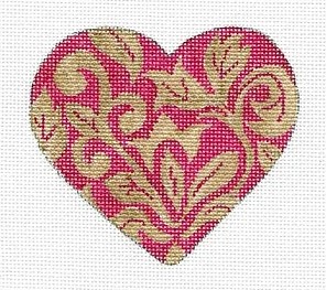 click here to view larger image of Heart - Gold Damask Valentine (hand painted canvases)