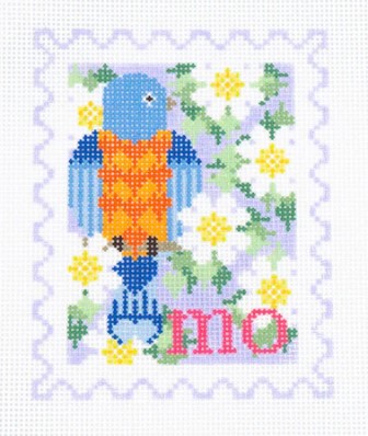 click here to view larger image of Stamp - Missouri State Bird & Flower  (hand painted canvases)