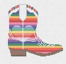 click here to view larger image of Rainbow Cowboy Boot (hand painted canvases)